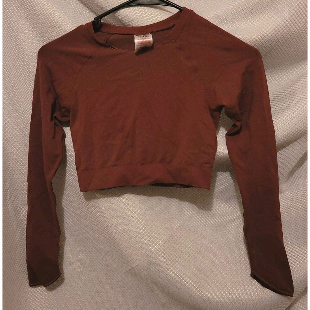 Gymshark Women's XS Seamless Crop Top Burgundy Long Sleeve